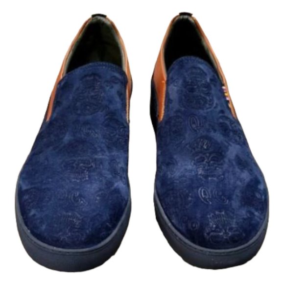 ROBERT GRAHAM men shoes Planetary Navy skulls suede Sz 8 main image 5